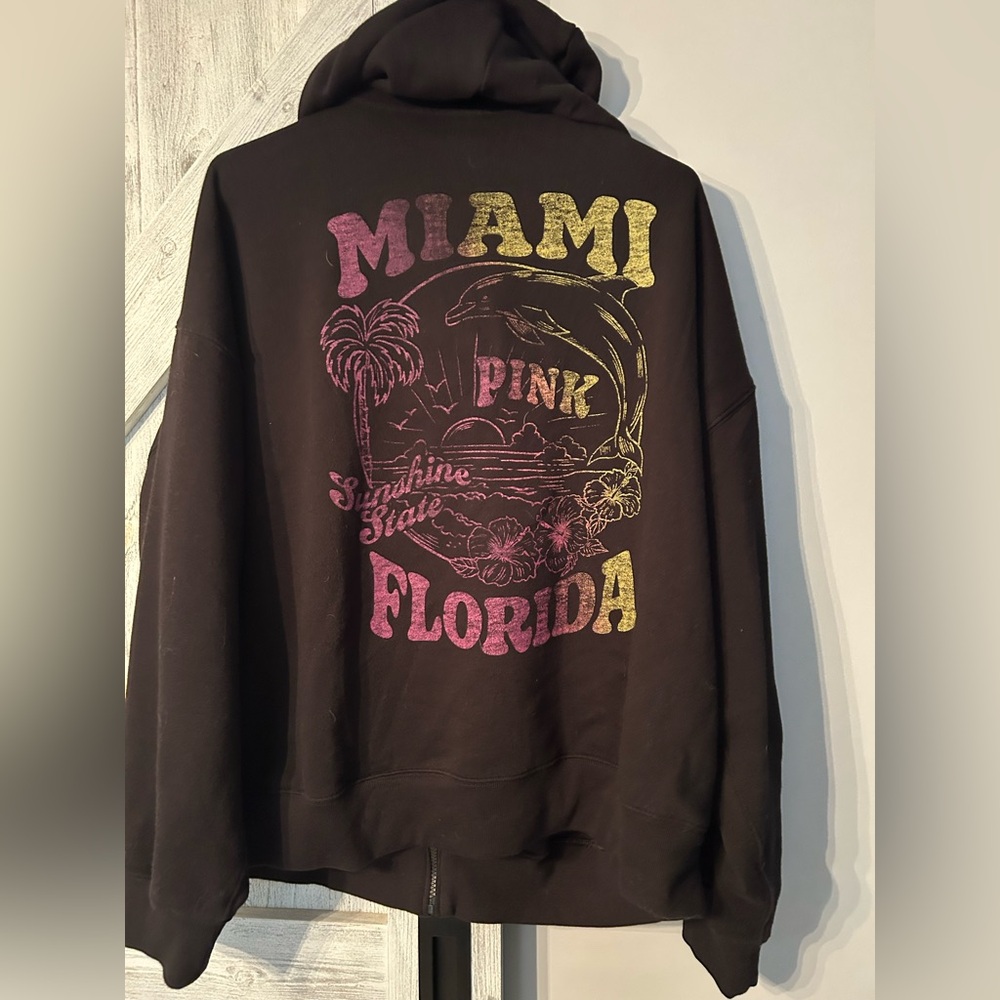 Vs pink Black Hoodie with Miami Pink Florida Graphic size large last one